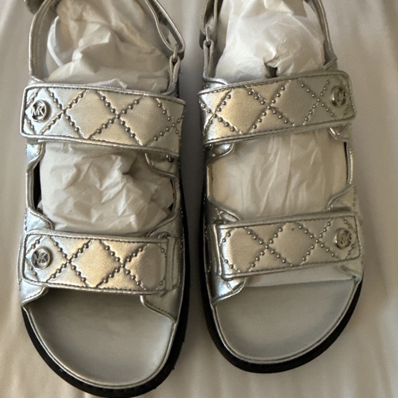 Michael Kors Holland Studded Metallic Quilted Sandal - Picture 5 of 7